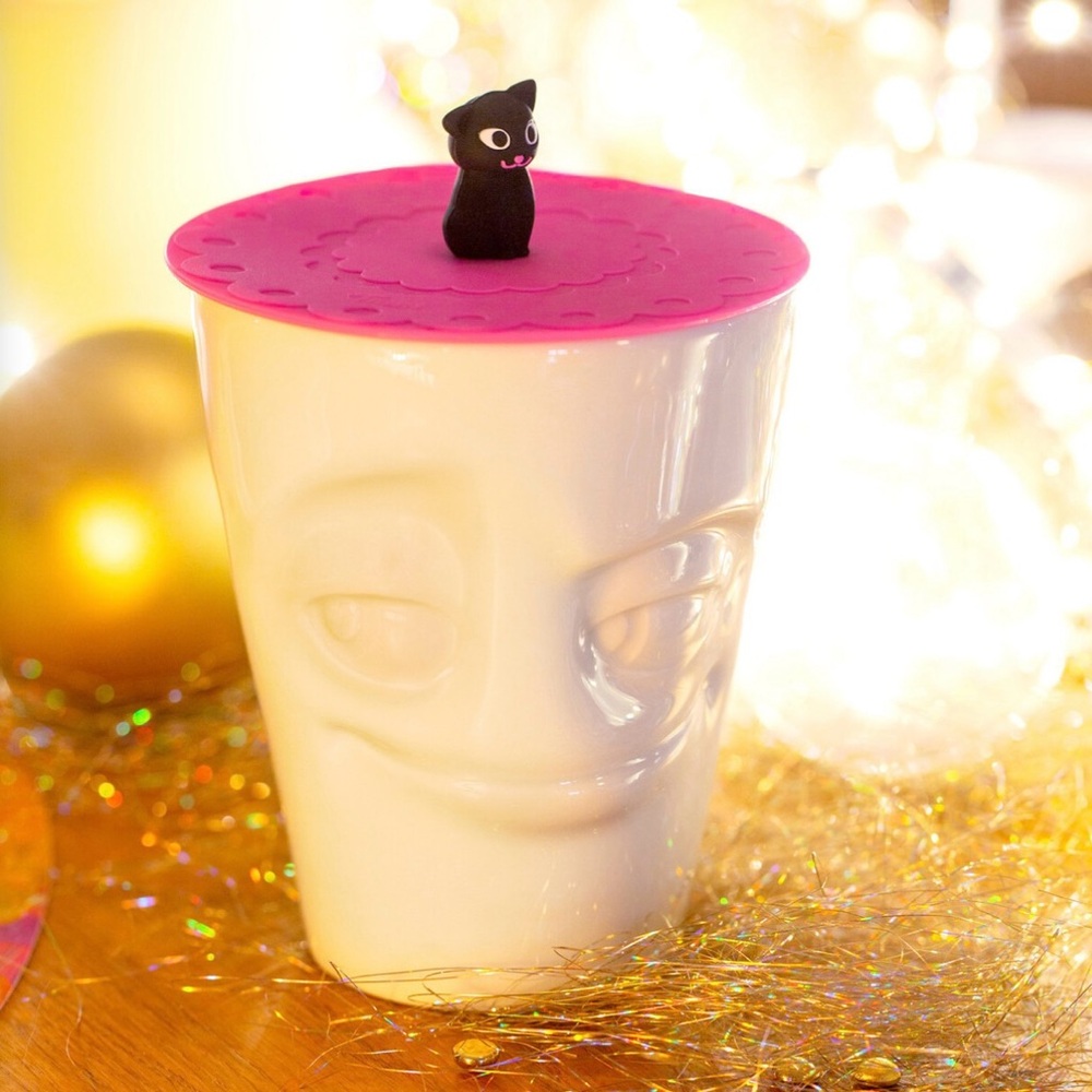 PYLONES STUDIO Silicone Lids for Mugs - Set of 2 - Black Cat and Fox - Picture 7 of 10